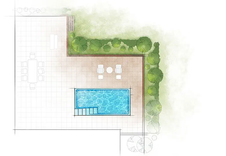 Chic-IntroDrawing.-Aerial-779×538-2 Aviva Pools The CHIC fiberglass pool aerial view