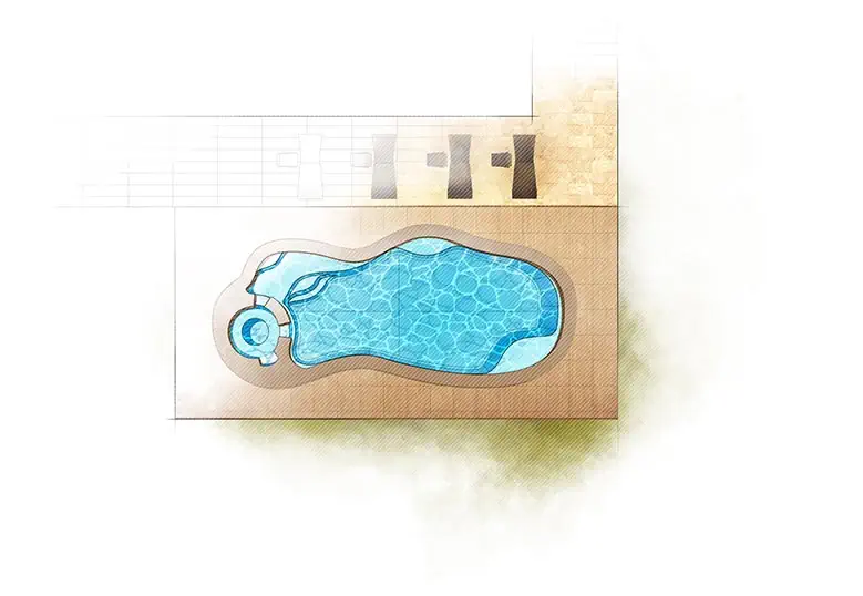 Serene-IntroDrawing.-Aerial-779×538-1 Aviva Pools The SERENE fiberglass pool aerial view